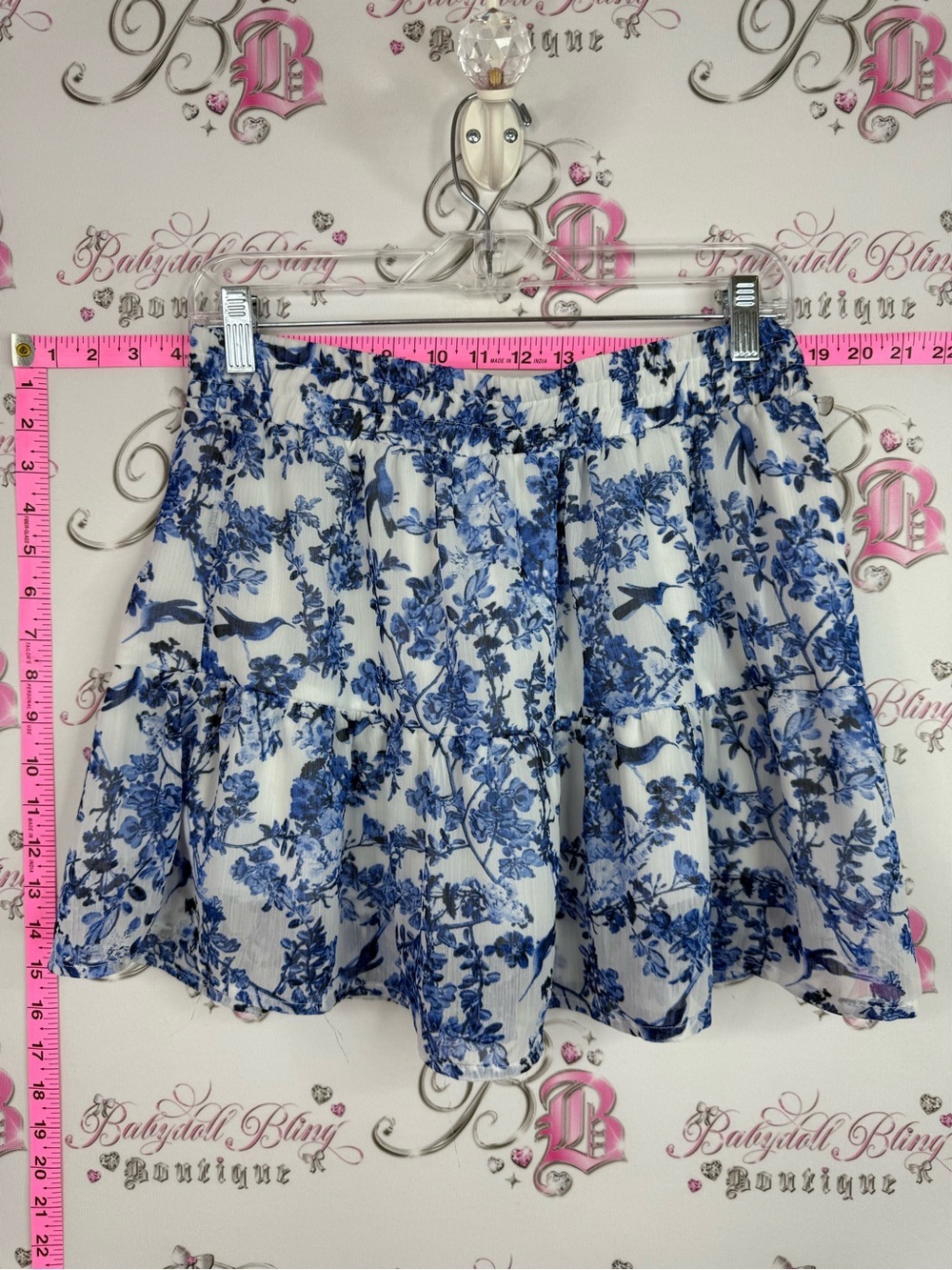 Autres filles skirt ruffles Blue Floral Tiered Mini Skirt